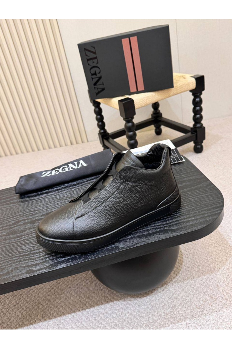 Zegna Кроссовки с мехом Triple Stitch high-top