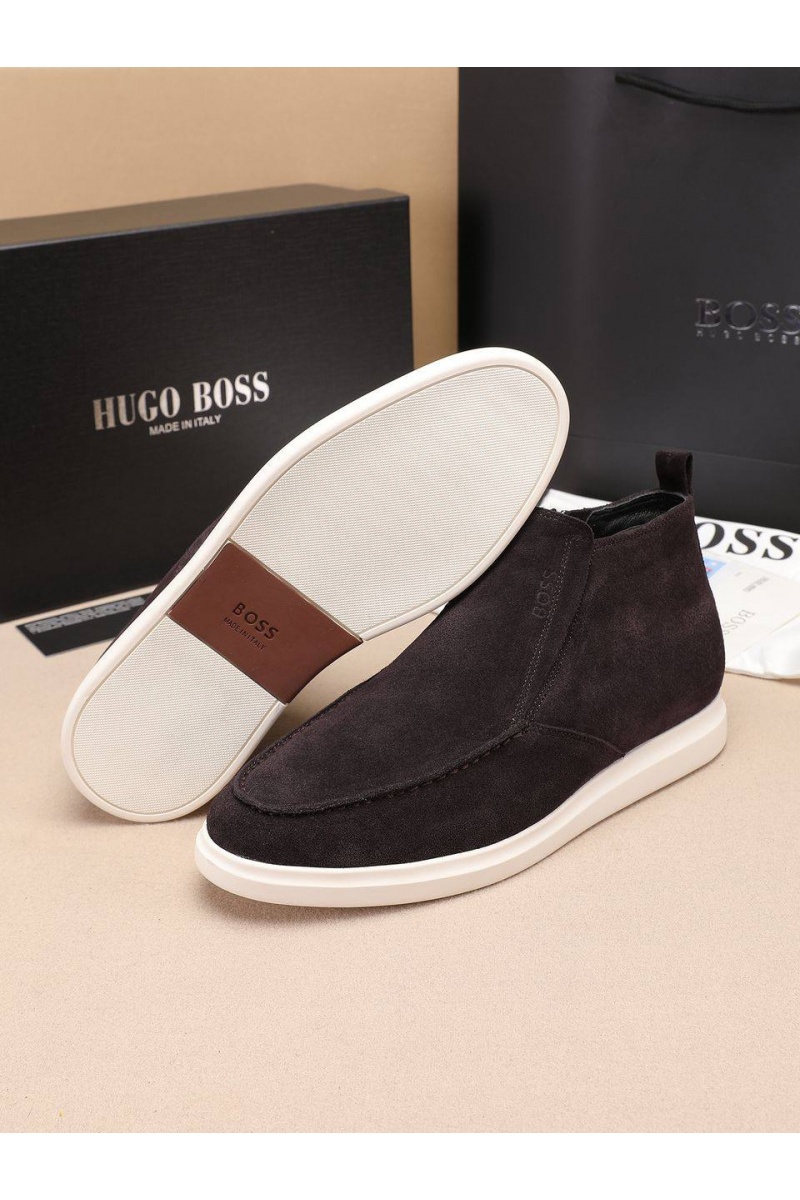 Hugо Воss Замшевые лоферы с мехом high-top - Brown