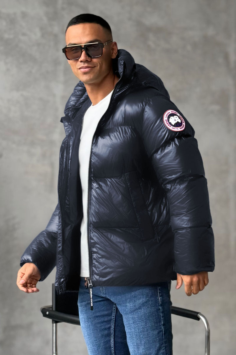 Canada Goose Мужской тёмно-синий пуховик logo-patch 