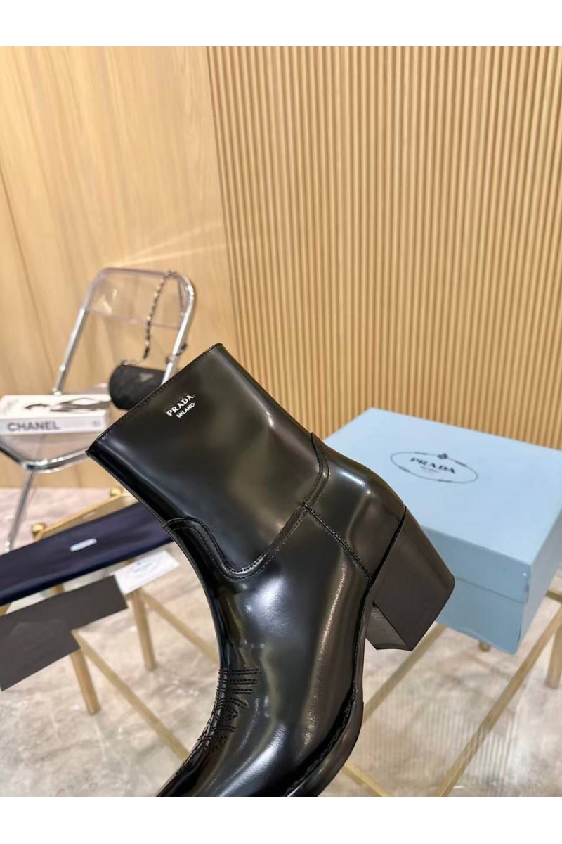 Prada Женские кожаные сапоги premium - Black