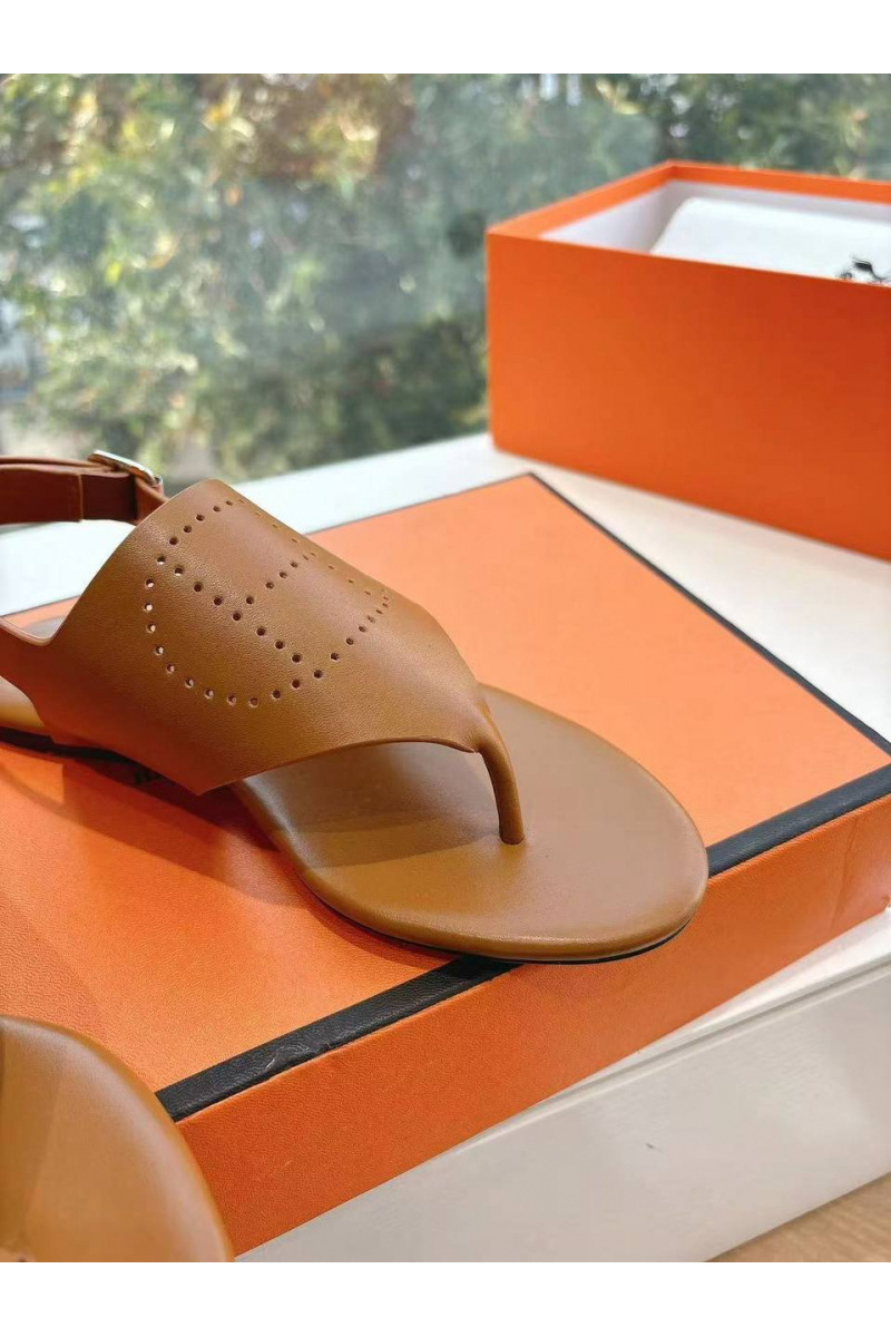 Hermes Женские кожаные сандалии Premium - Brown