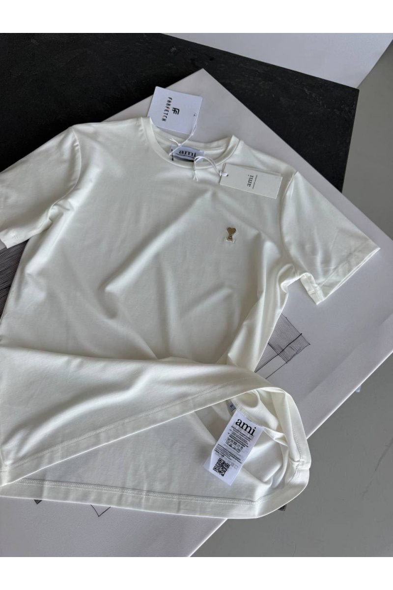 Designer Clothing Женская базовая футболка Ami белого цвета premium