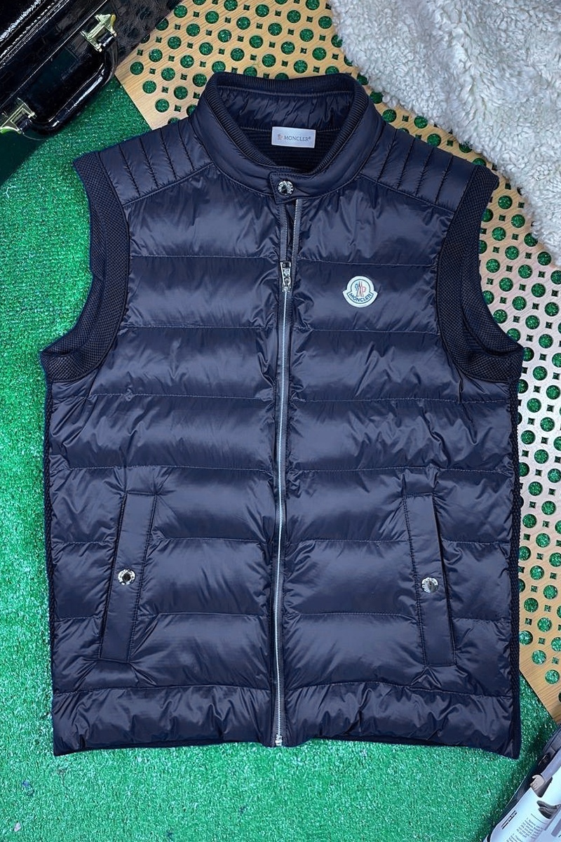 Moncler Мужской брендовый жилет тёмно-синего цвета