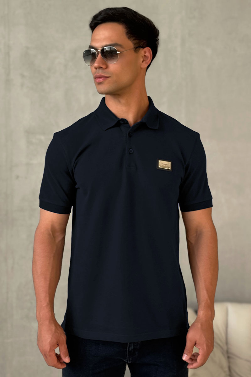 Dоlсе & Gаbbаnа Мужское тёмно-синее поло logo-plaque