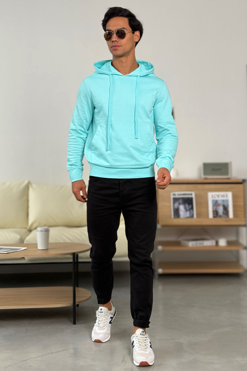 Stone Island Мужское худи бирюзового цвета Compass-patch