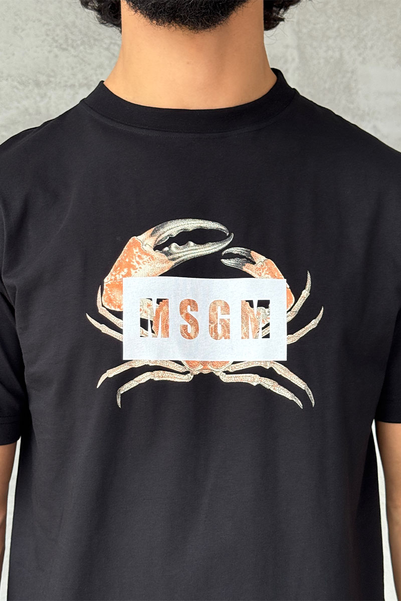 Designer Clothing Чёрная оверсайз футболка MSGM Crab-print