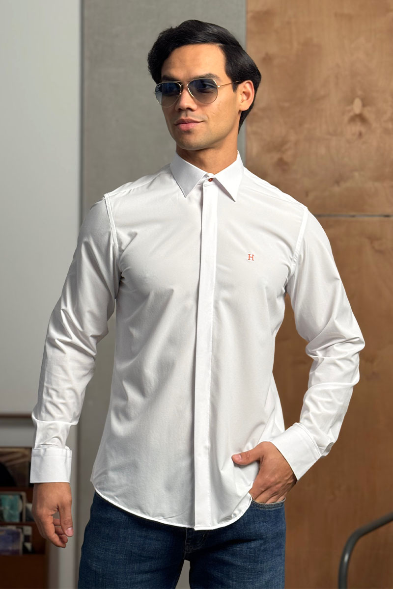 Hermes Мужская рубашка H embroidered - White
