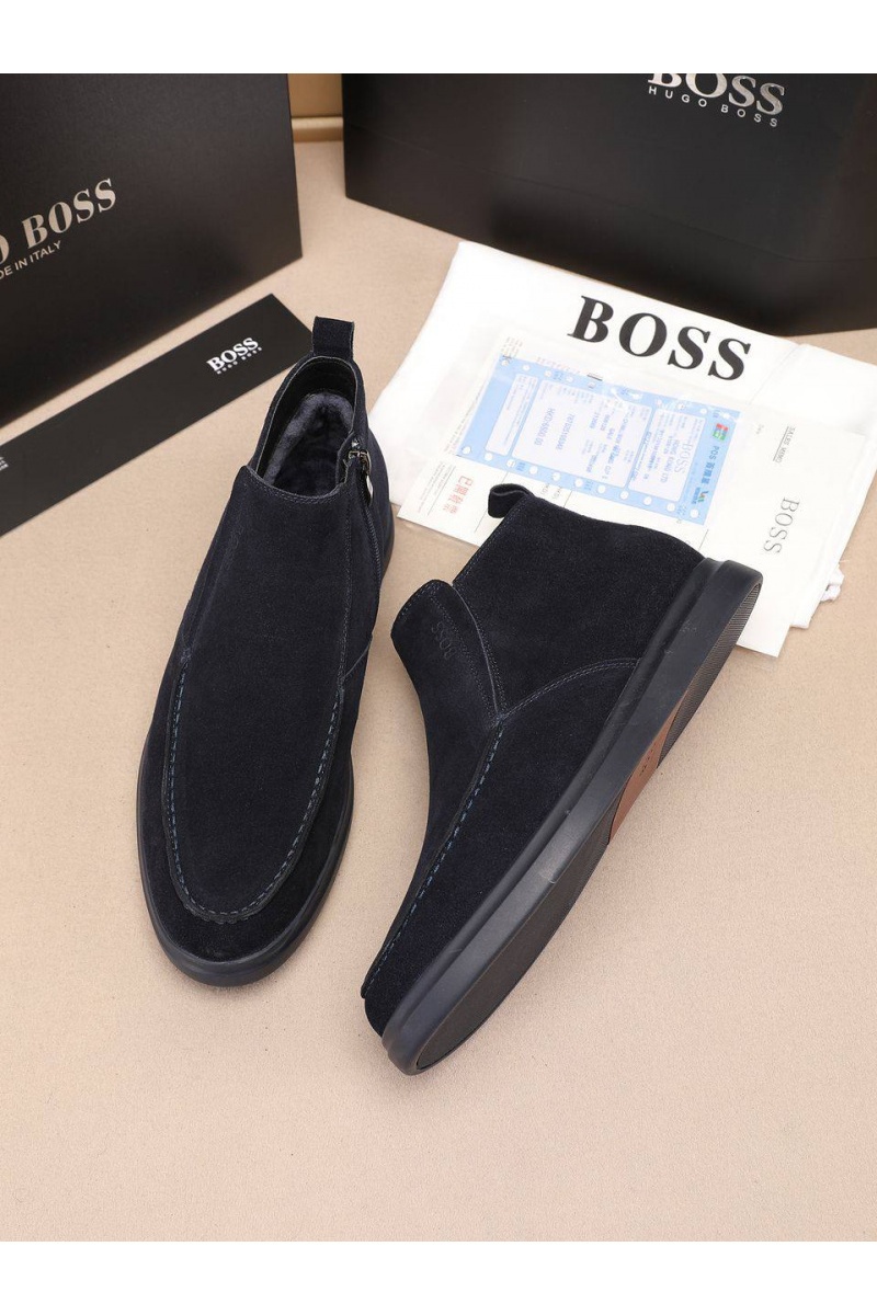 Hugо Воss Замшевые лоферы с мехом high-top - Navy