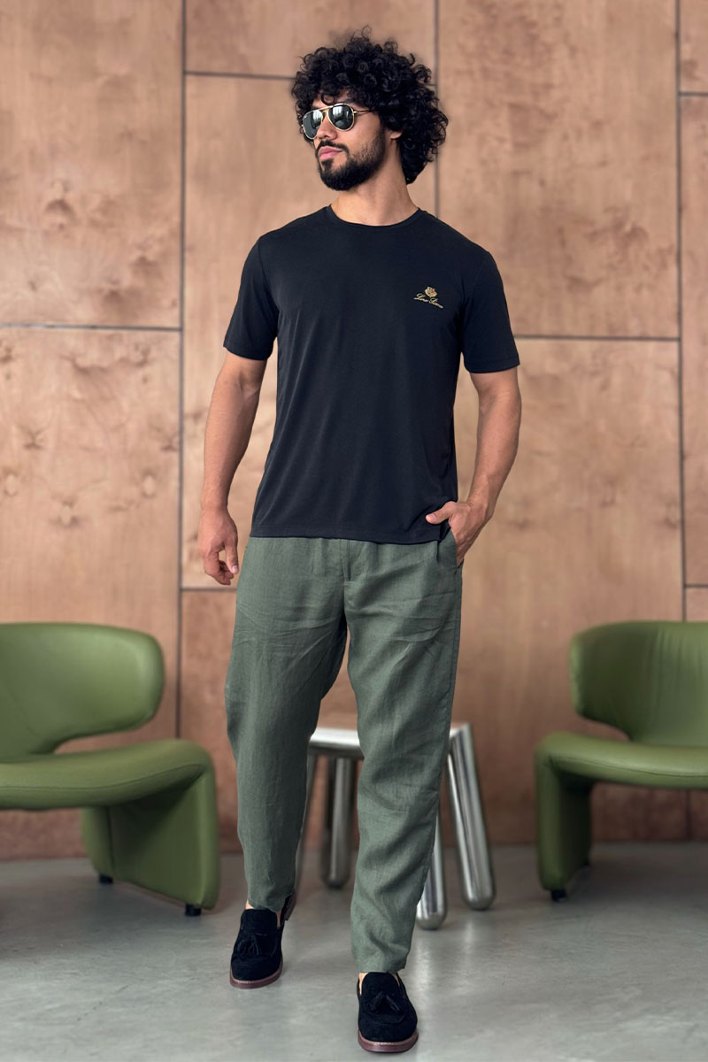 Loro Piana Мужские зелёные брюки 