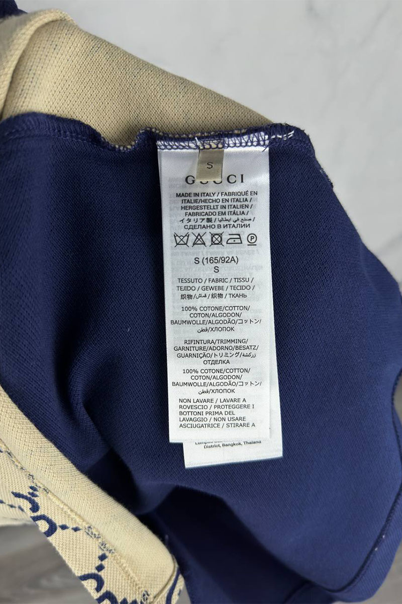 Gucci Мужское поло GG monogram all-over - Navy / Beige