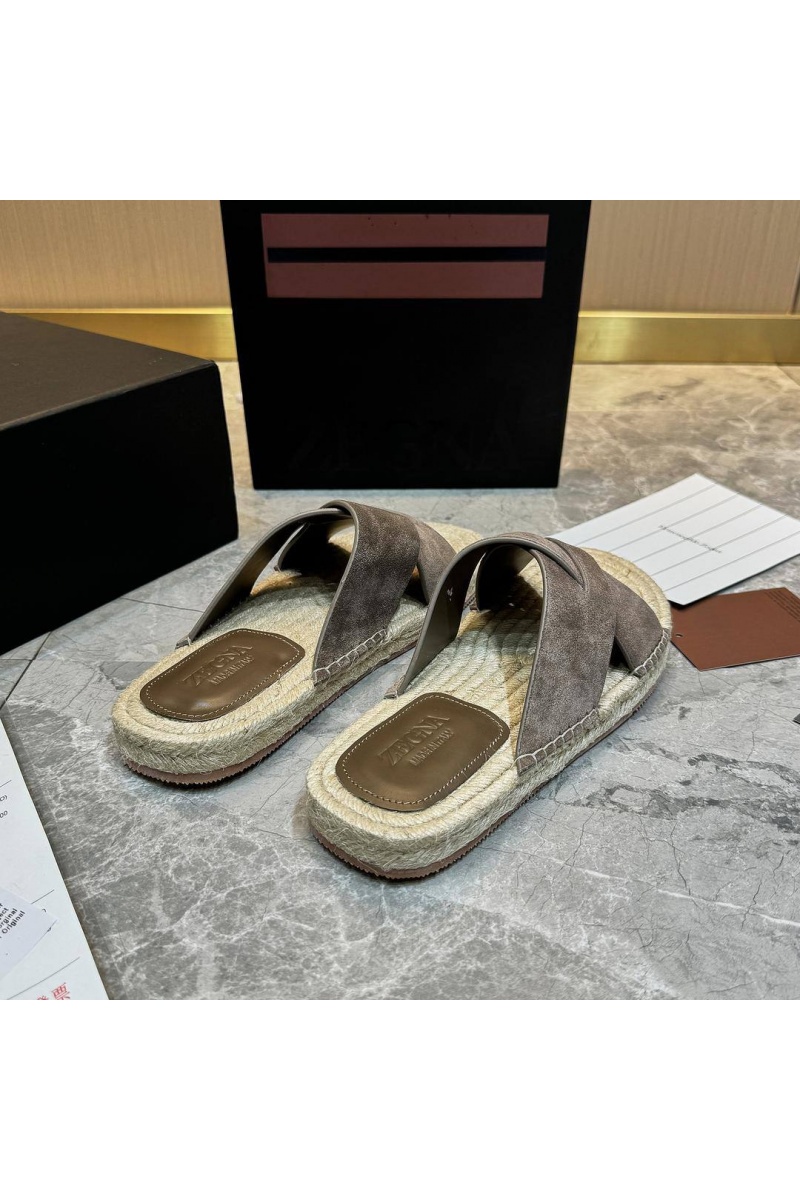 Zegna Мужские шлёпанцы suede - Light Brown