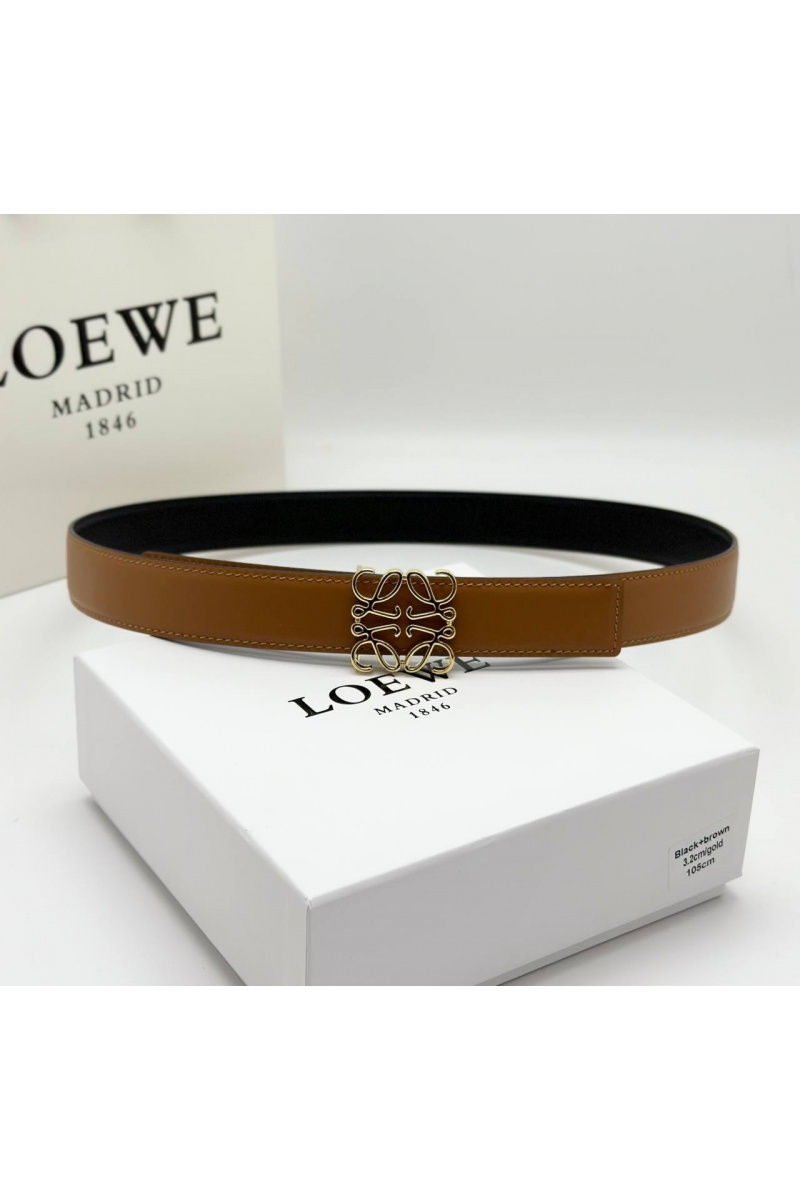 Loewe Женский двусторонний ремень (ширина 3.2 см, длина 80 / 85 см) - Gold