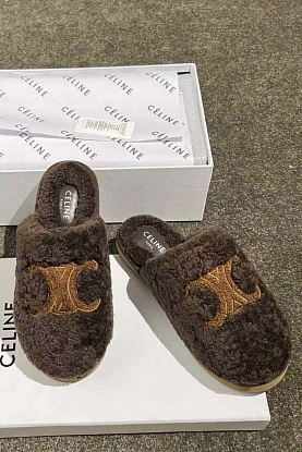 Женские меховые шлёпанцы Triomphe premium
