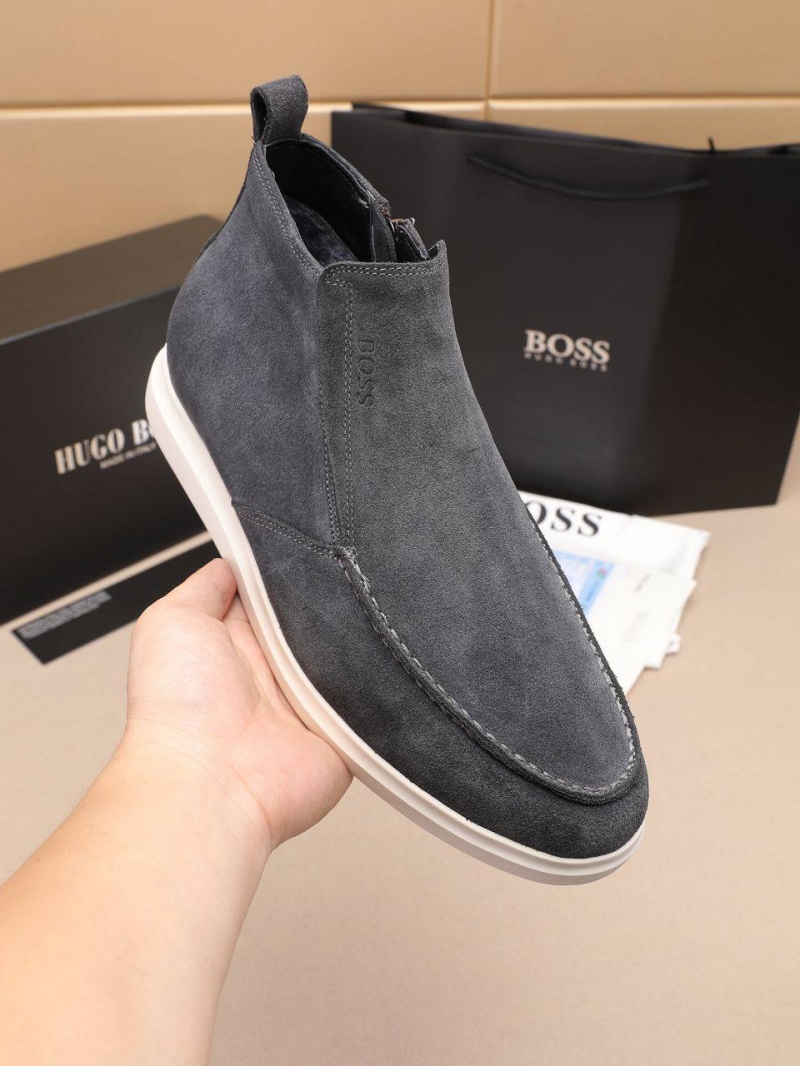 Hugо Воss Замшевые лоферы с мехом high-top - Grey