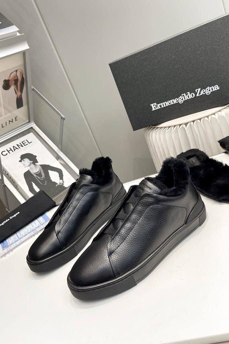 Zegna Кроссовки с мехом Triple Stitch