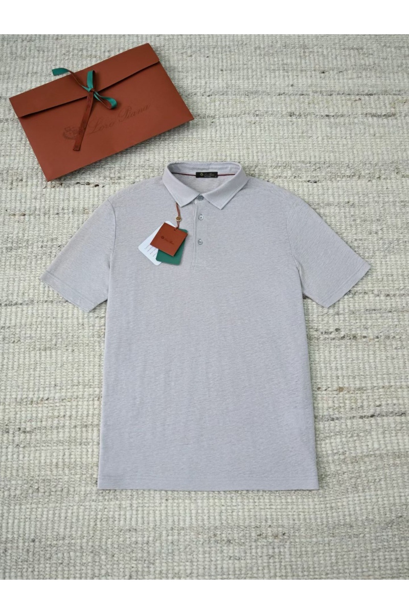 Loro Piana Мужское светло-серое поло premium
