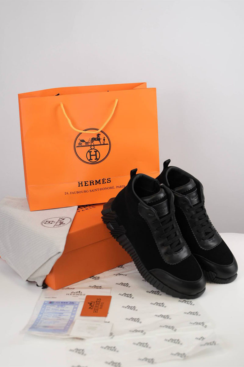 Hermes Кроссовки с мехом Bouncing high-top - Black