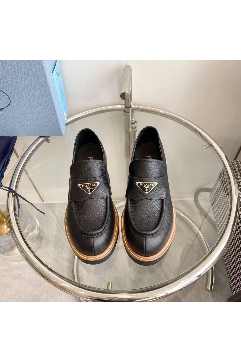 Prada Женские кожаные лоферы Premium - Black