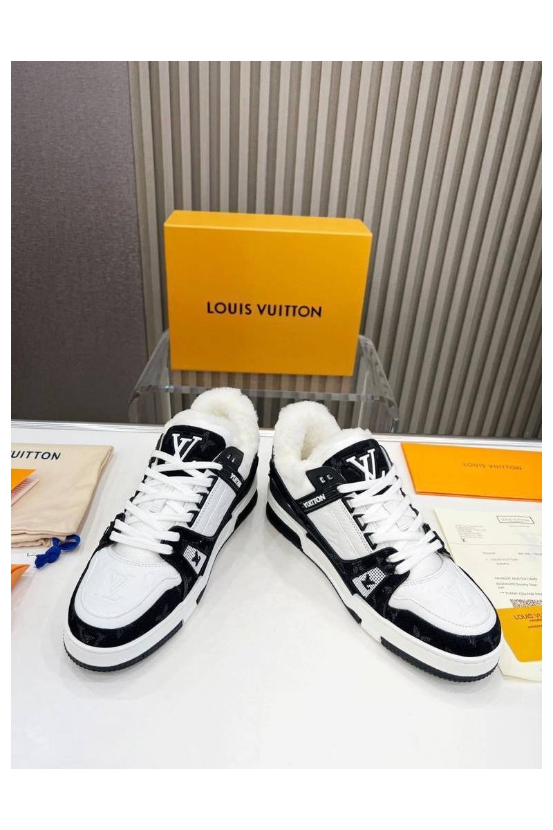 Lоuis Vuittоn Кожаные кроссовки с мехом Trainer Premium - White / Black