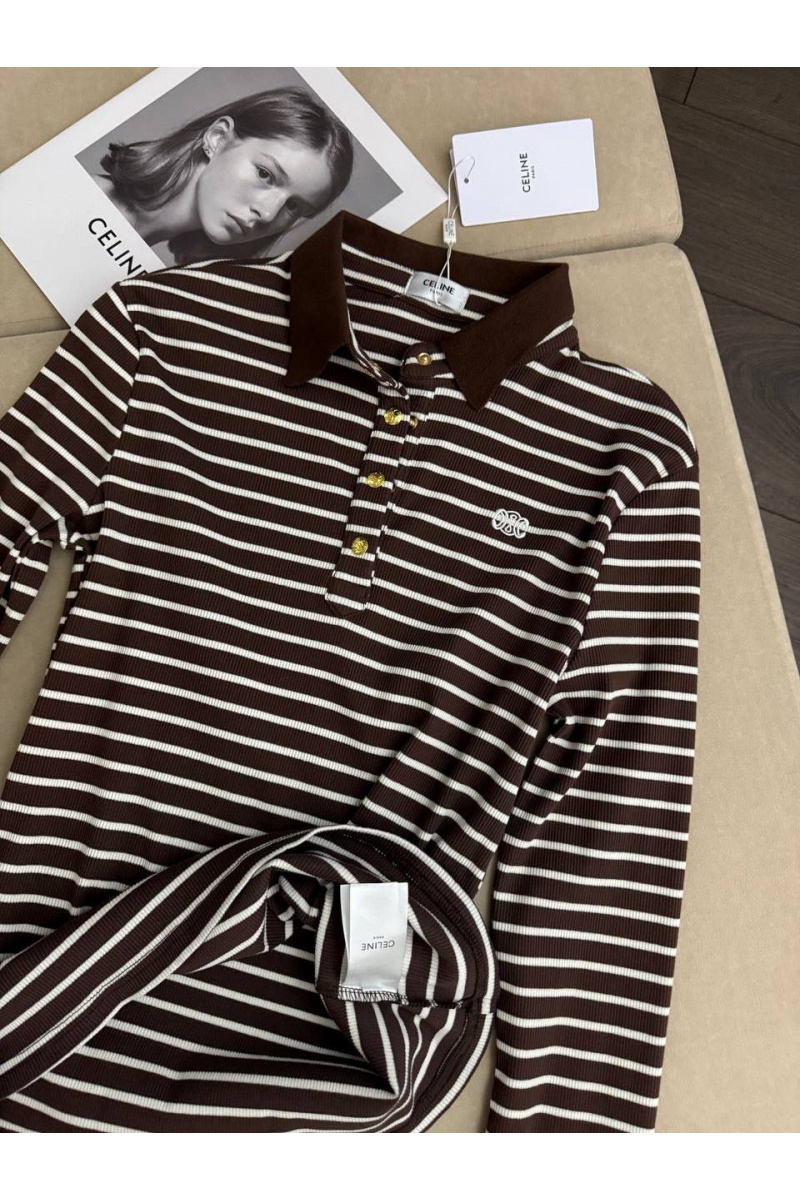 Celine Женское поло с длинным рукавом premium