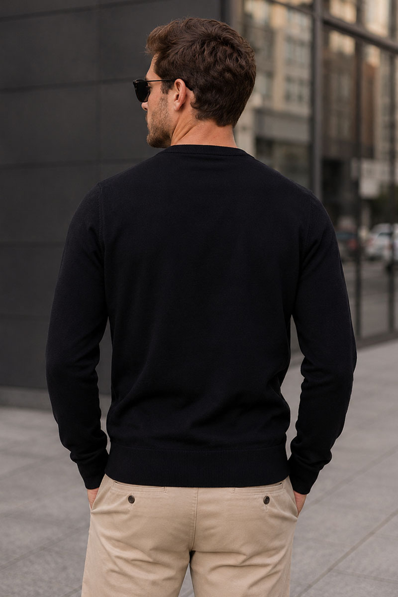 Tommy Hilfiger Мужской джемпер logo-embroidered - Black 