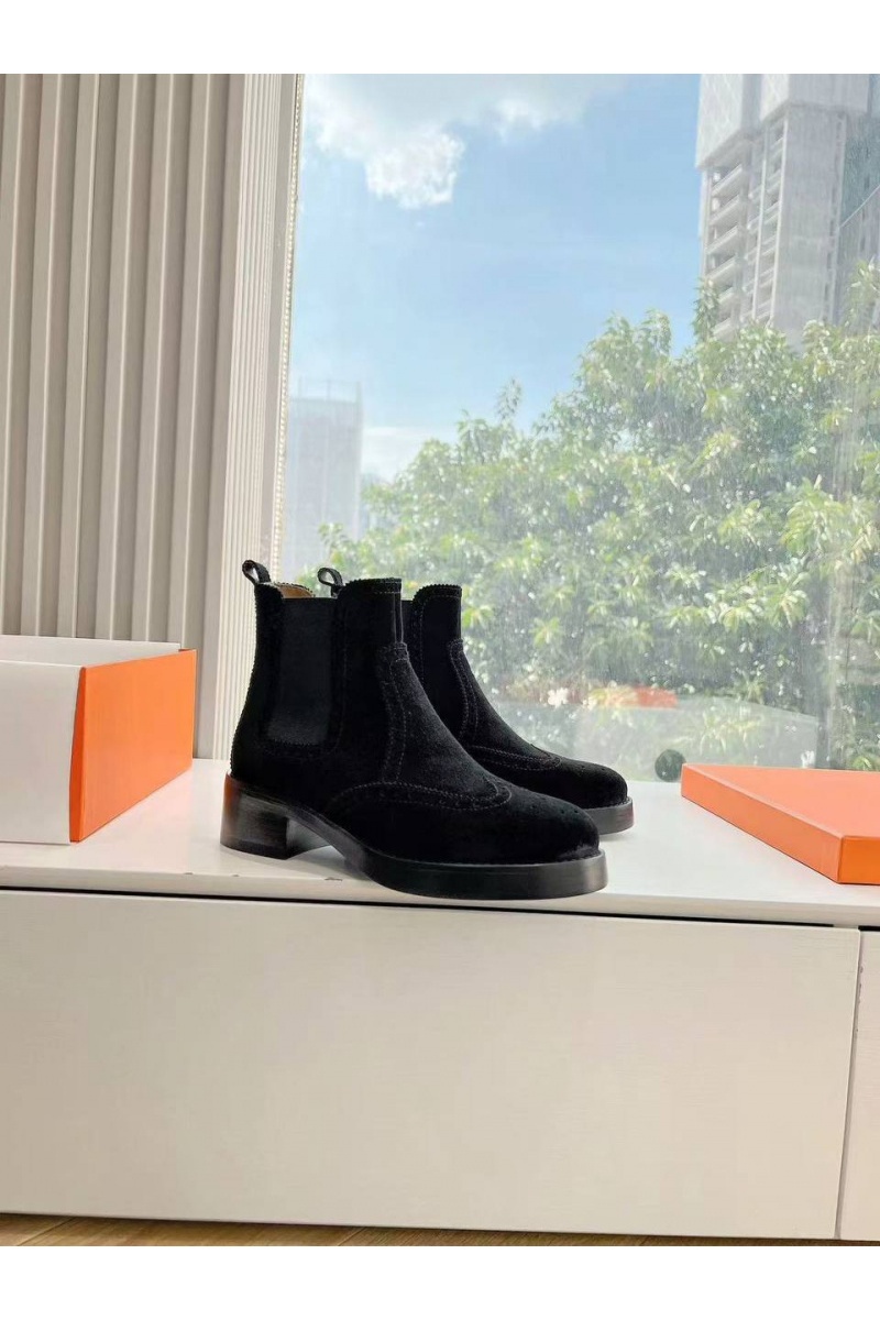 Hermes Женские замшевые ботинки Premium чёрного цвета