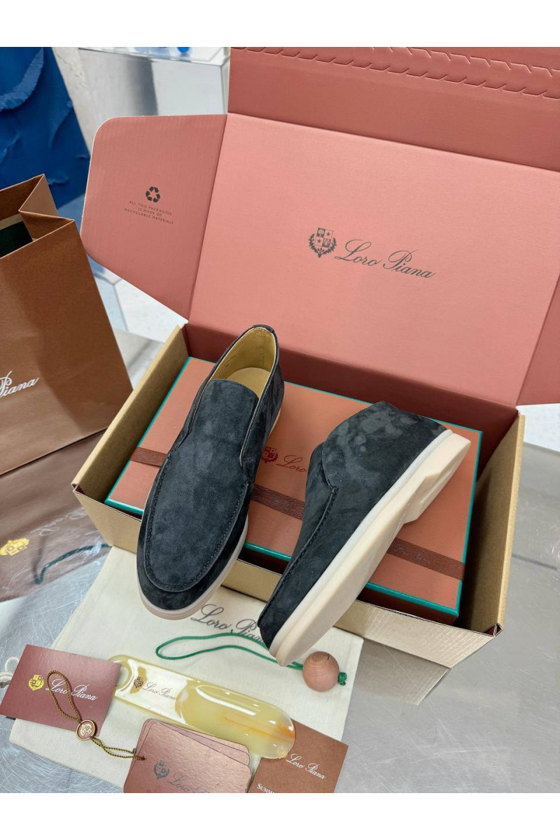 Loro Piana Женские замшевые лоферы premium - Grey
