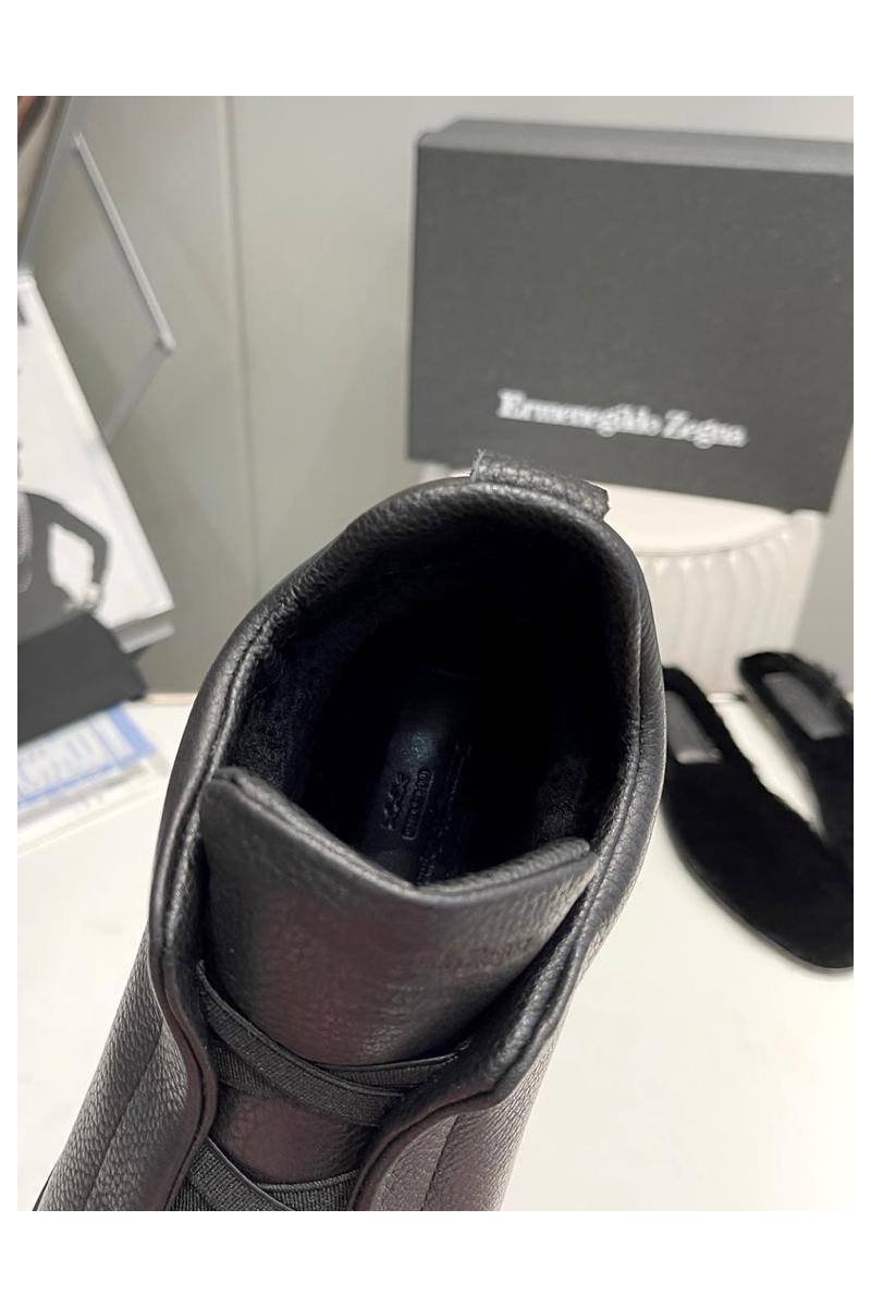 Zegna Кроссовки с мехом Triple Stitch - Black