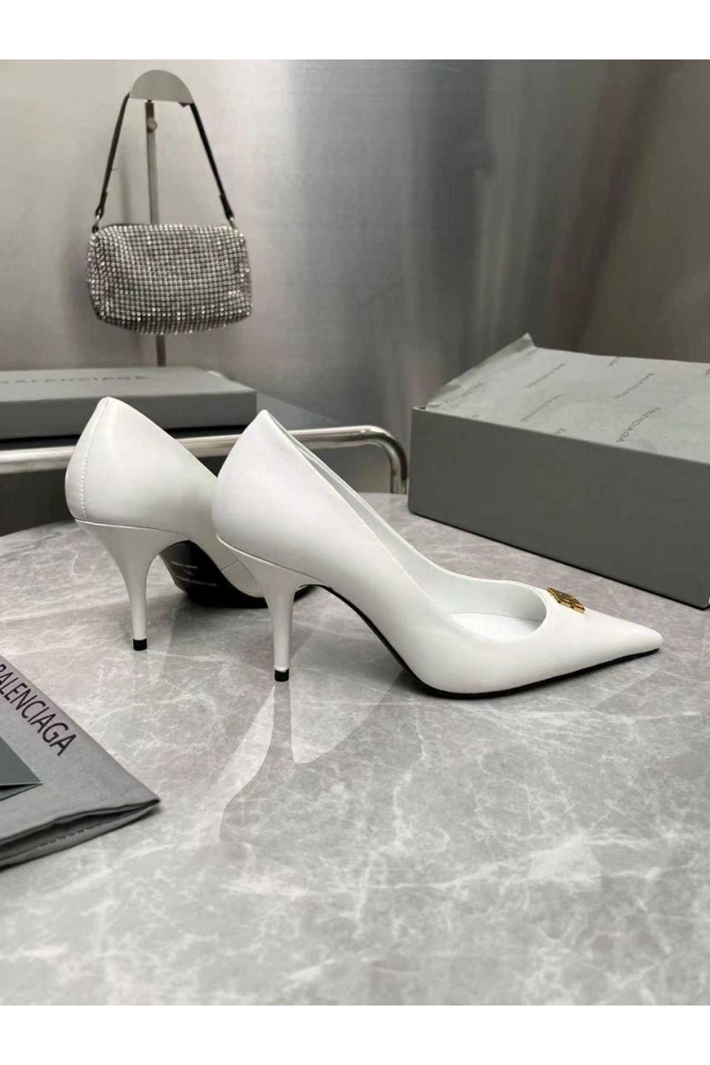 Balenciaga Женские кожаные туфли на каблуке premium