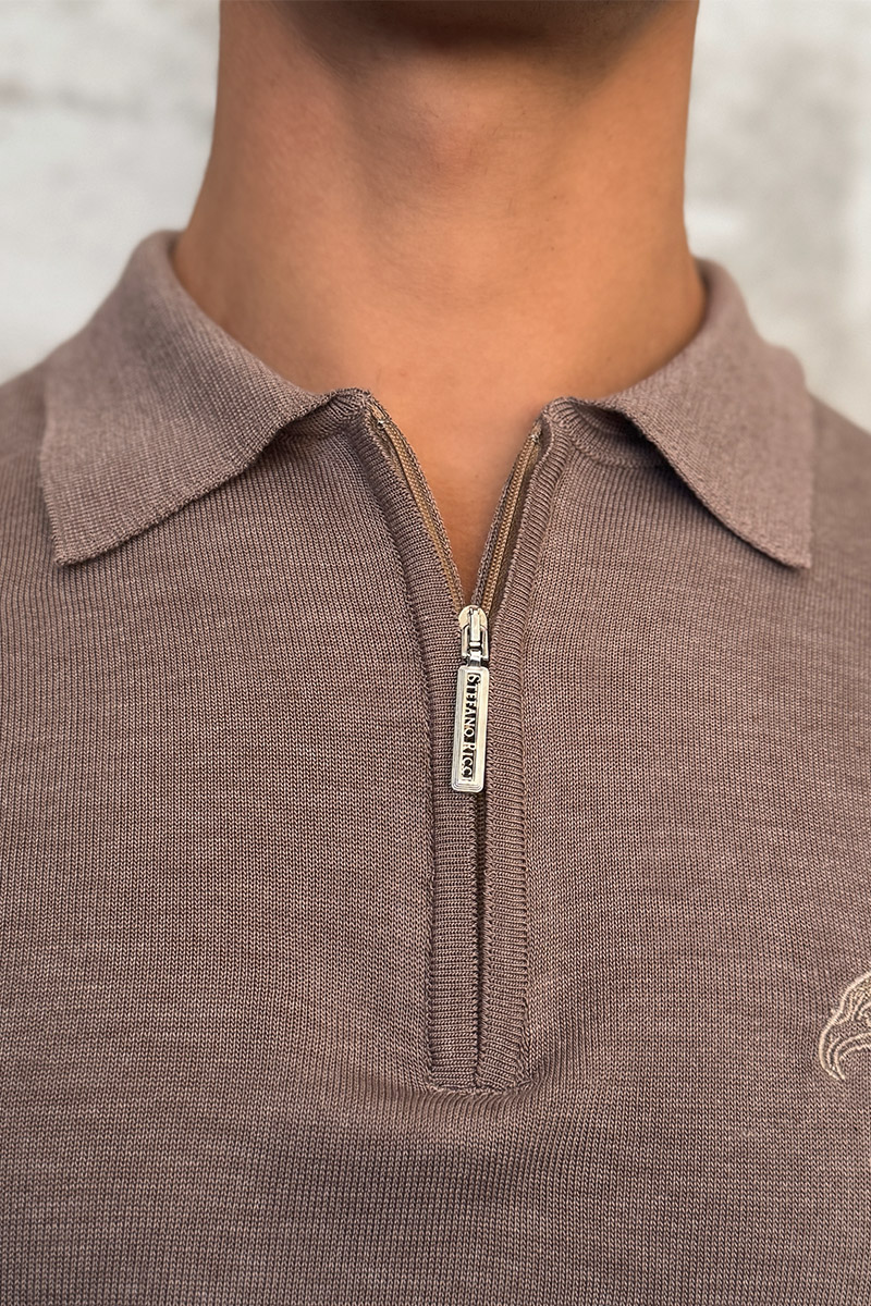 Stеfаnо Riссi Бежевое поло с длинным рукавом zip-up 