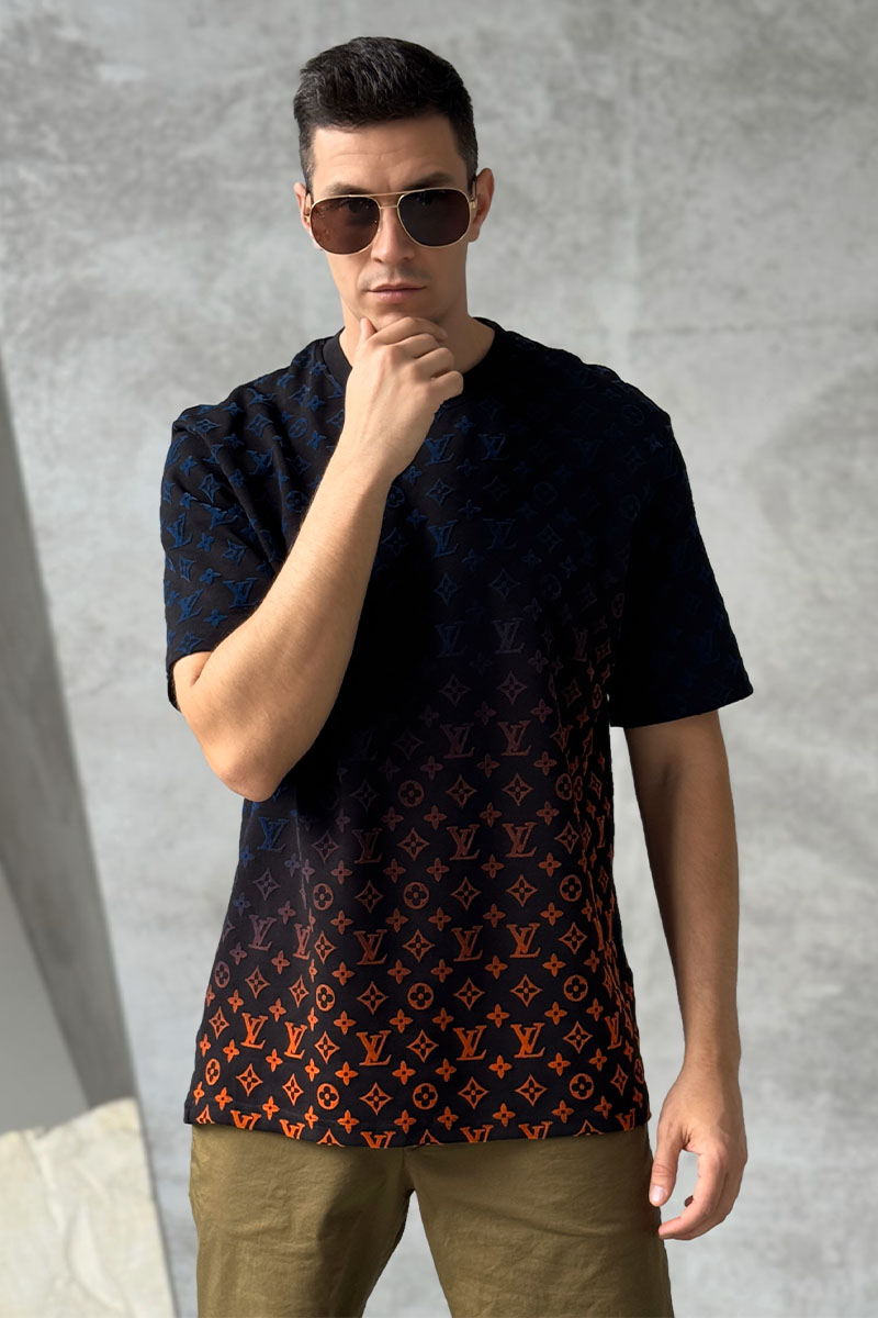 Lоuis Vuittоn Чёрная оверсайз футболка Monogram Gradient