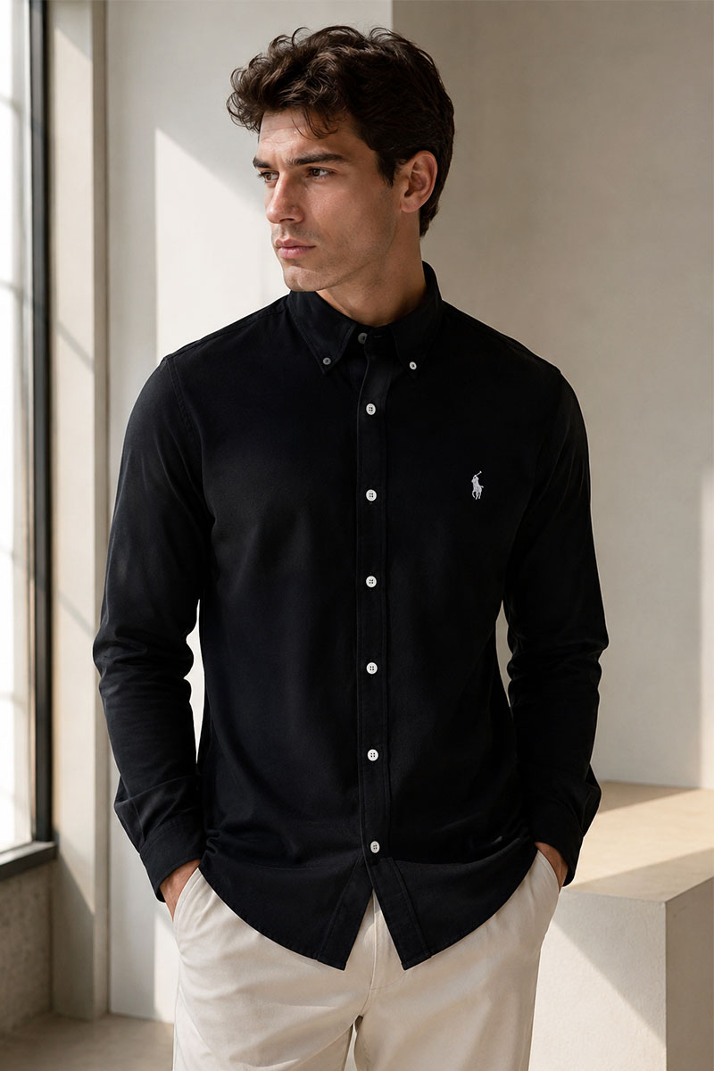 Polo Ralph Lauren Чёрная рубашка logo-embroidered