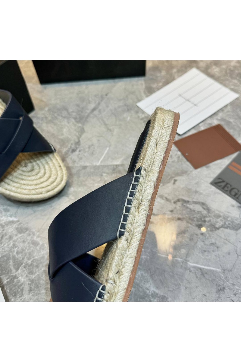 Zegna Мужские шлёпанцы leather - Navy