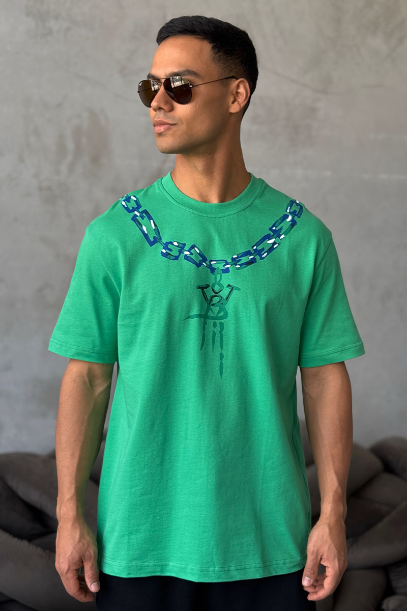 BV Оверсайз футболка chain print - Green