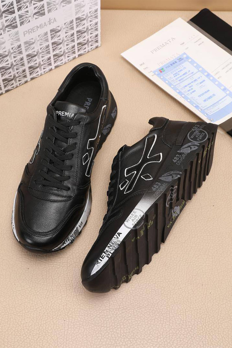 Premiata Чёрные кожаные кроссовки Mick