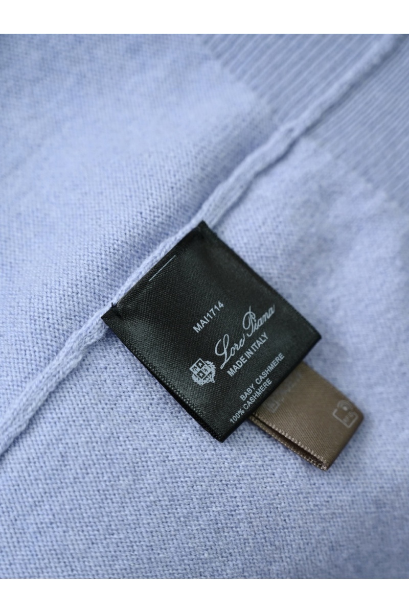 Loro Piana Голубое поло с длинным рукавом premium
