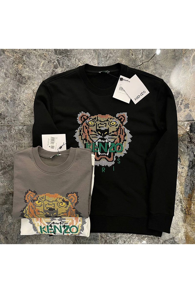Kenzo Чёрный свитшот Tiger logo-embroidered drawstring