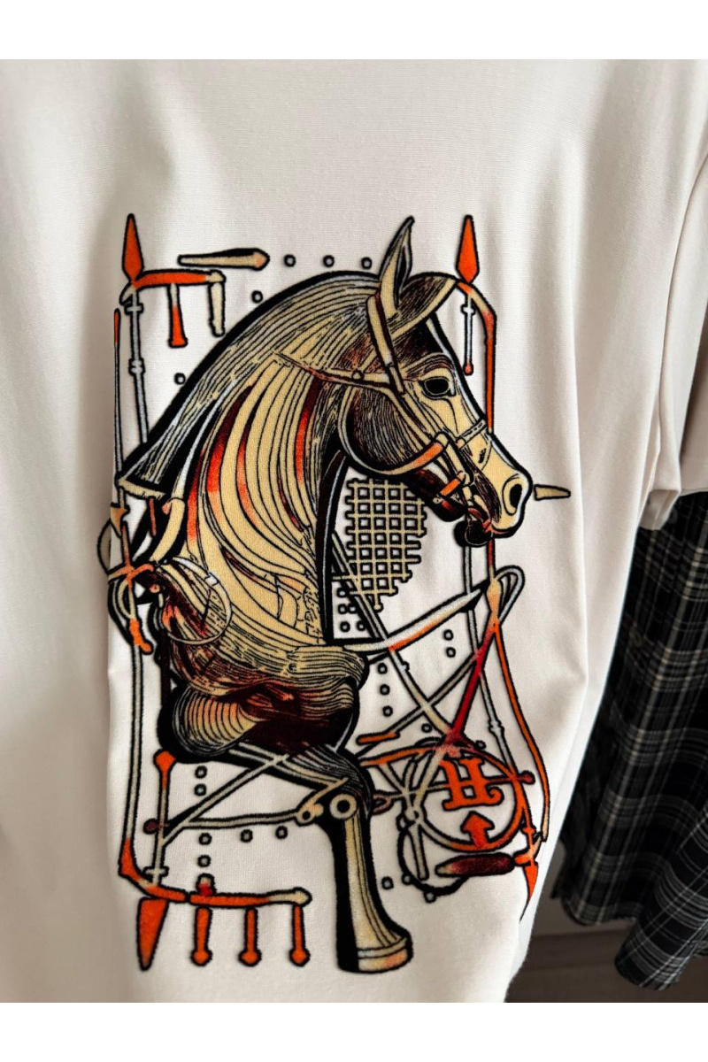 Hermes Бежевая женская футболка premium