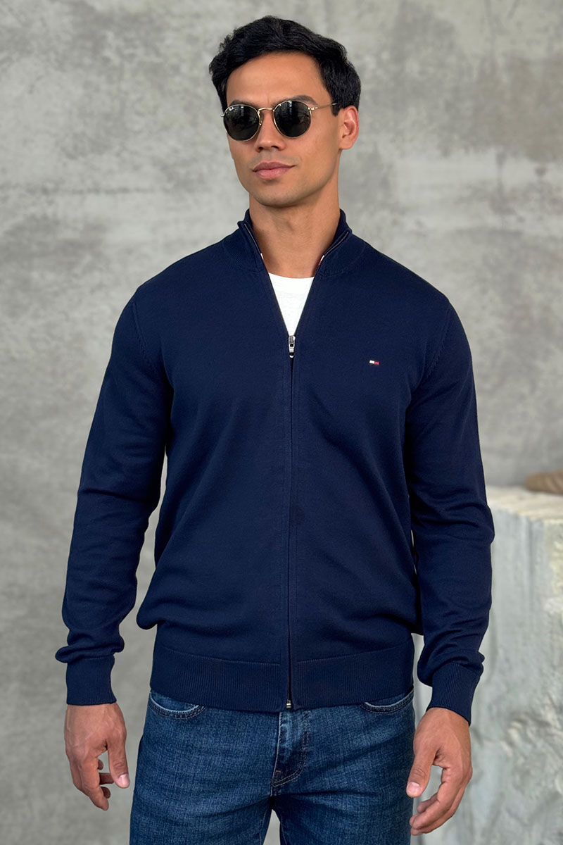 Tommy Hilfiger Кофта на молнии flag embroidery - Navy