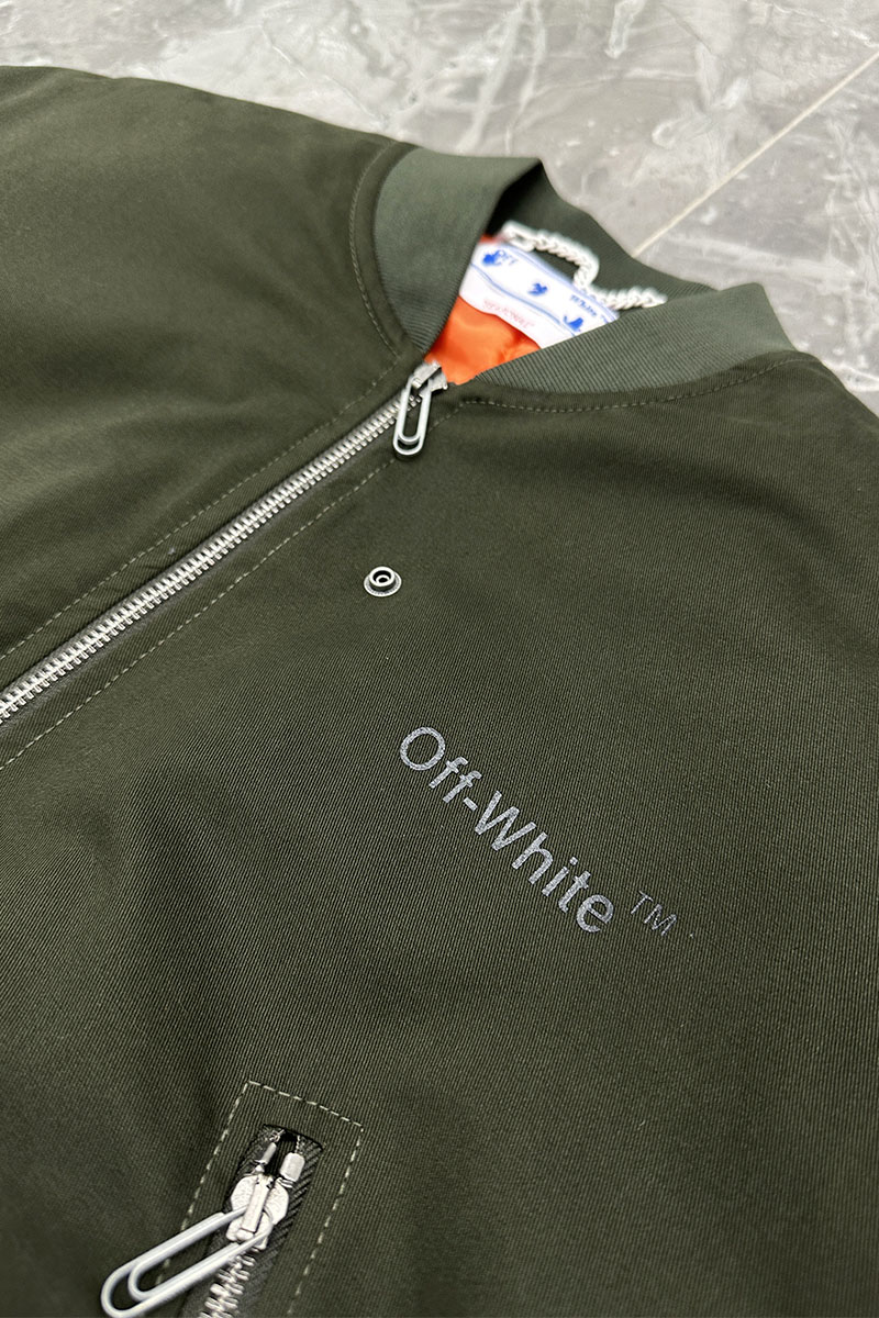 Off-White Мужской бомбер цвета хаки Diag-print