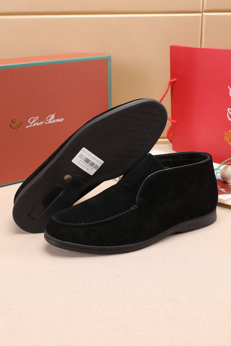 Loro Piana Замшевые лоферы с мехом Open Walk - Black