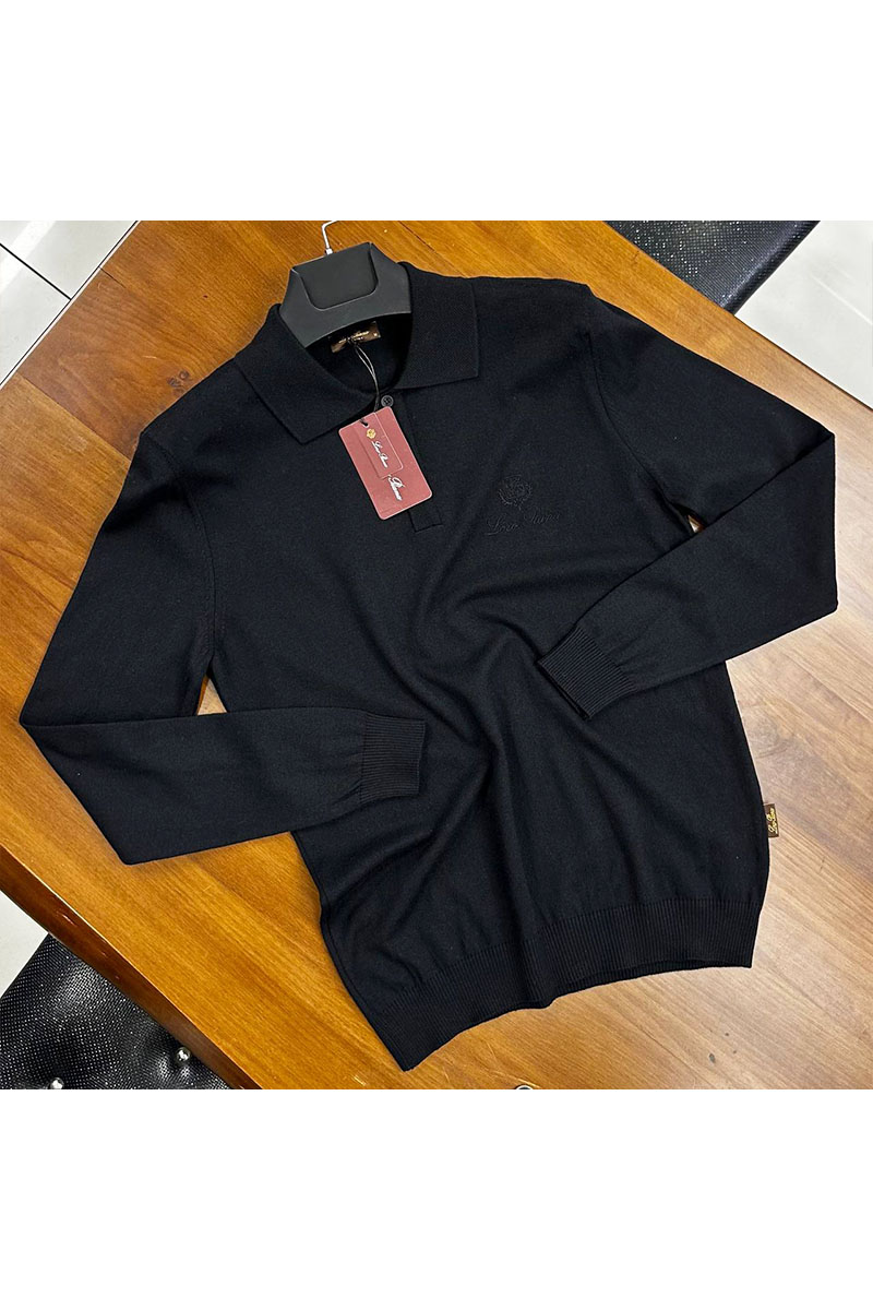 Loro Piana Поло с длинным рукавом чёрного цвета 
