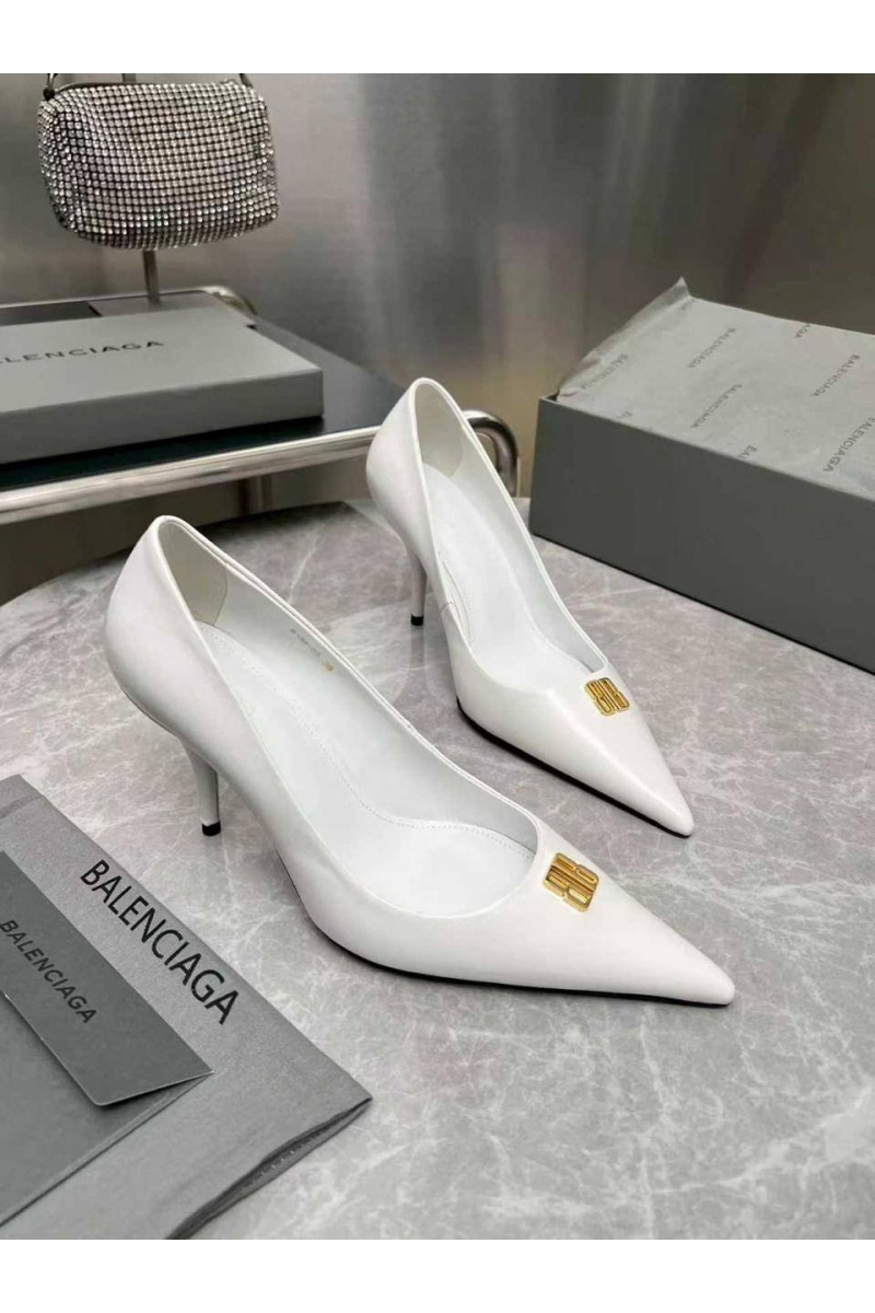Balenciaga Женские кожаные туфли на каблуке premium
