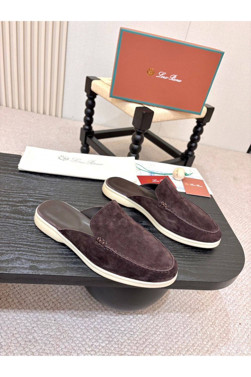 Loro Piana Мужские замшевые шлёпанцы Loro Piana