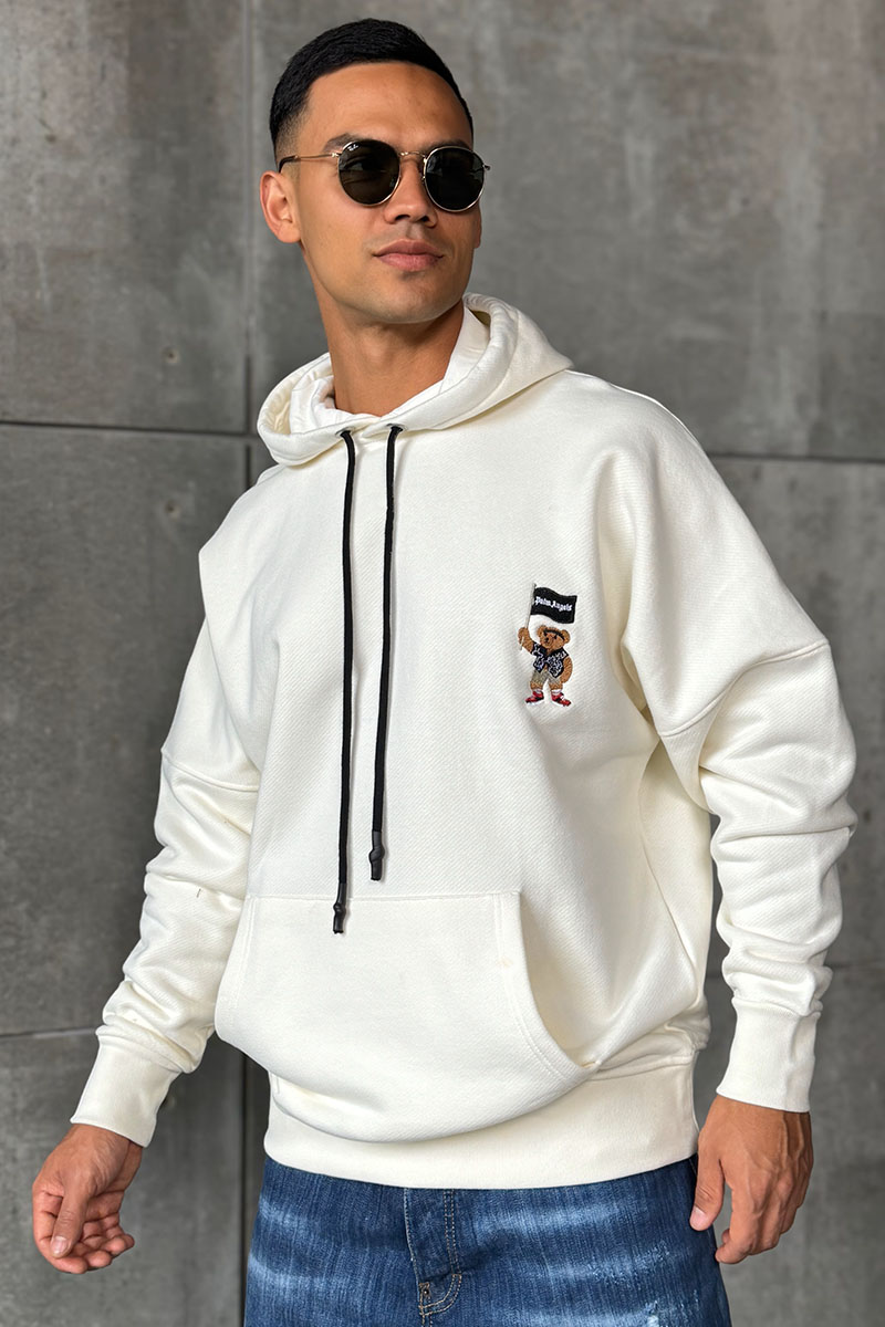 Palm Angels Утеплённое оверсайз худи "Pirate Bear" - White