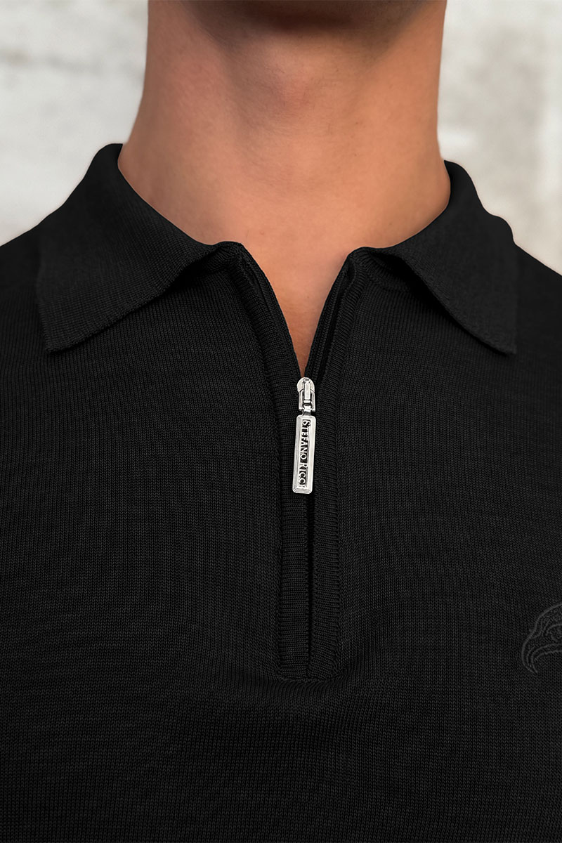 Stеfаnо Riссi Чёрное поло с длинным рукавом zip-up 