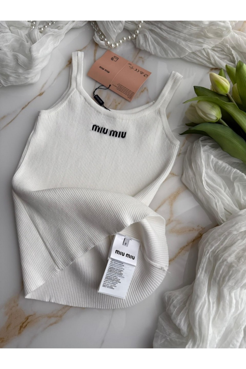 MIU MIU Белый женский топ 