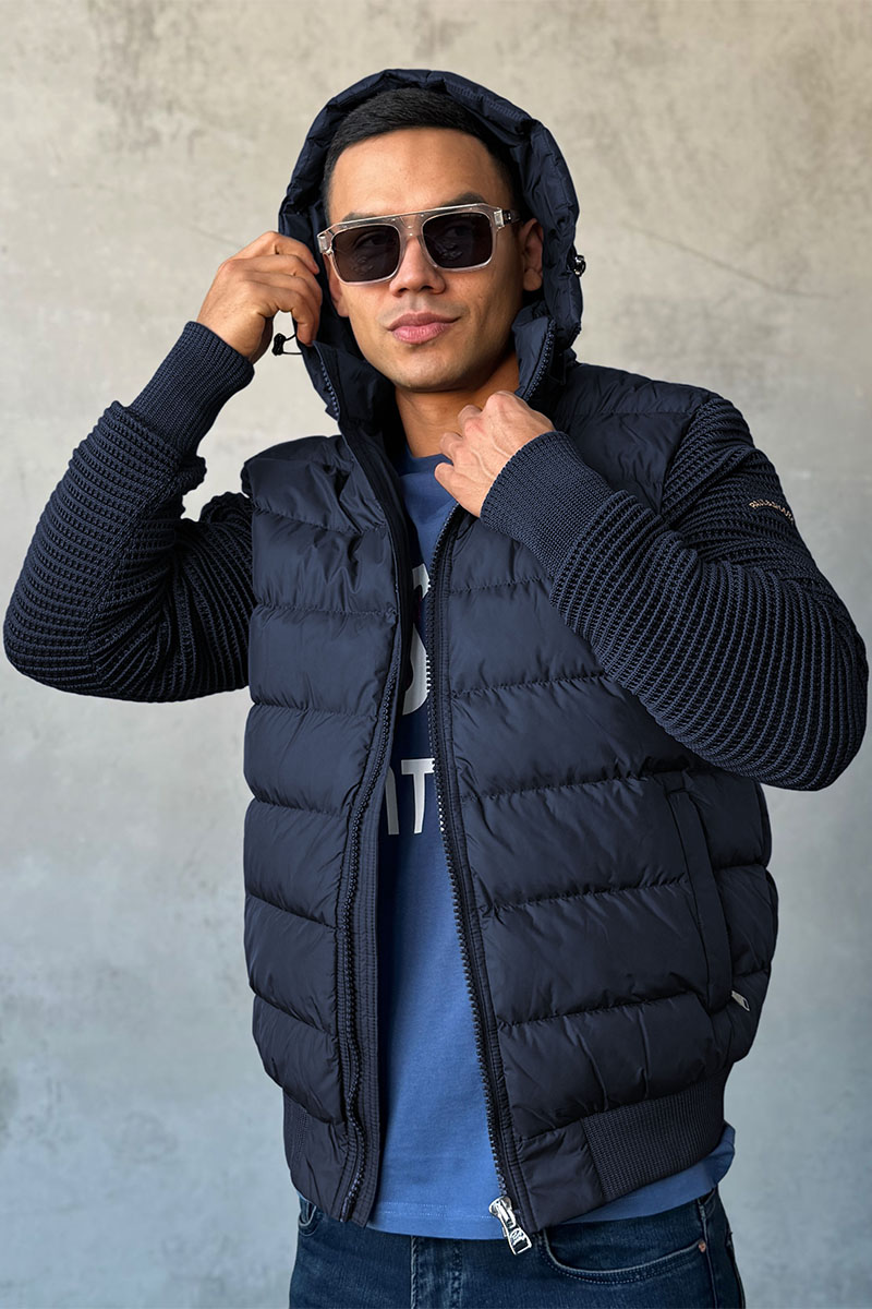 Paul & Shark Тёмно-синяя куртка с вязаными рукавами