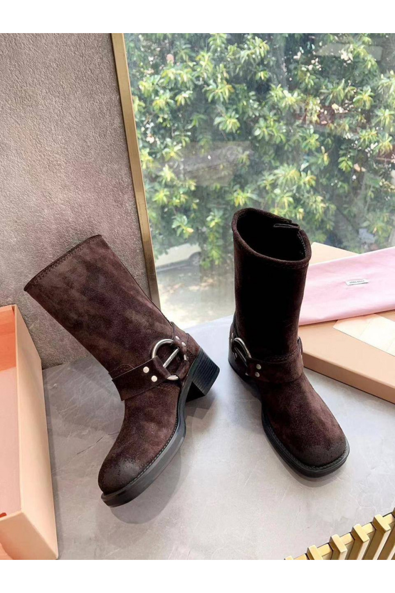 MIU MIU Женские замшевые сапоги Ankle Premium