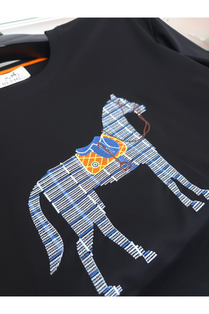 Hermes Мужская чёрная футболка premium